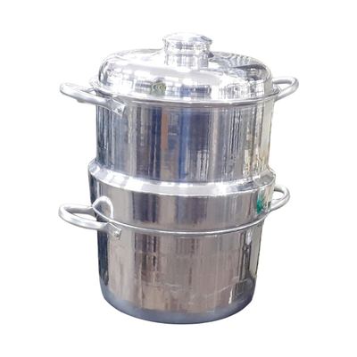 Large two-tier aluminium steamer pot