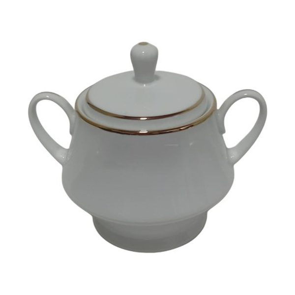 Gold line porcelain sugar bowl