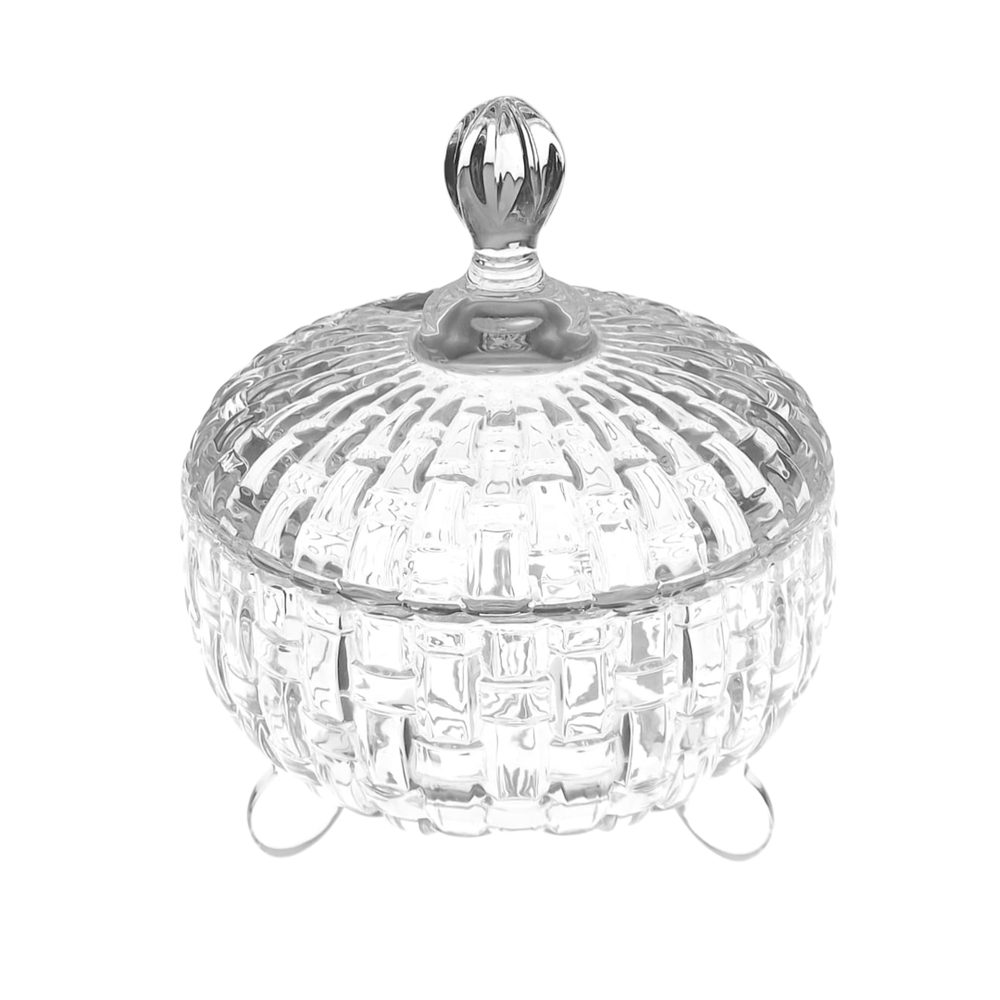 Cut-glass candy jar with lid