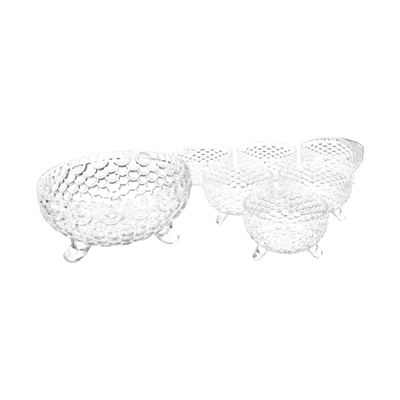 Footed Glass Dessert Bowl Set, 7 Pieces