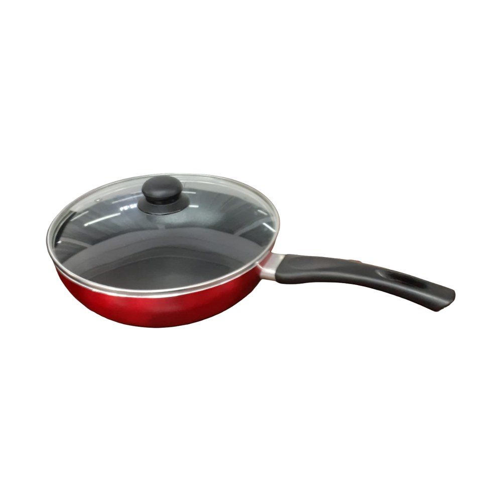 26cm Non-Stick Wok Pan With Glass Lid