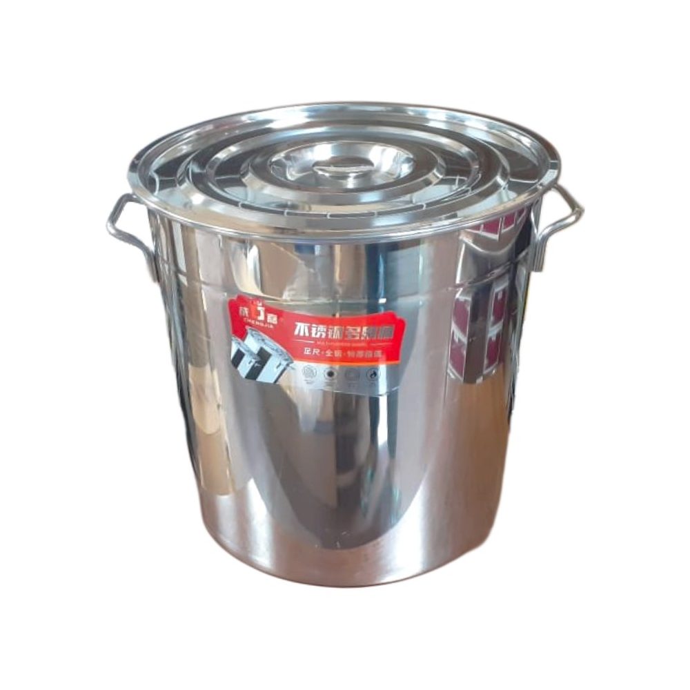 S/S CONTAINERS WITH LID [STOCK POT] 50L {HEIGHT 40CM, DIAMETER 42CM}