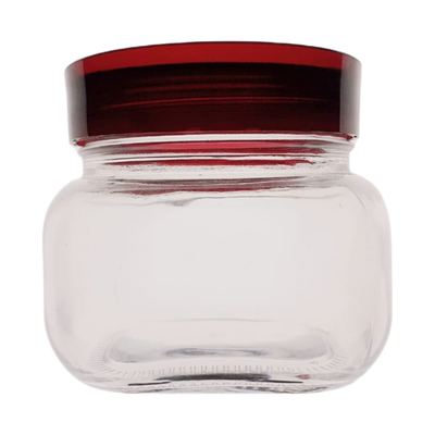 500ml Glass Storage Jar, Red Lid