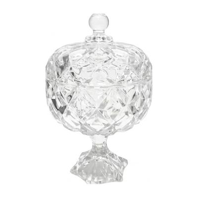Cut-glass footed sugar pot with lid