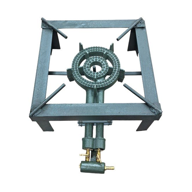 Cast iron 2-port gas burner with stand