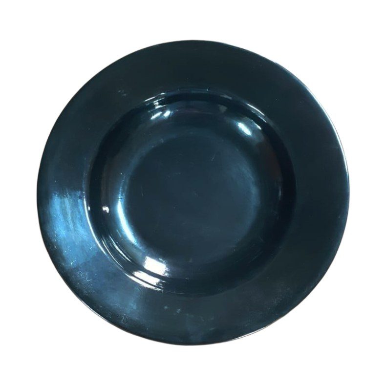 9" Black Melamine Deep Rim Plate