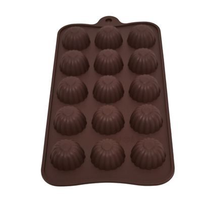 Silicone Chocolate Mould, Fluted Dome, 15 Cavities