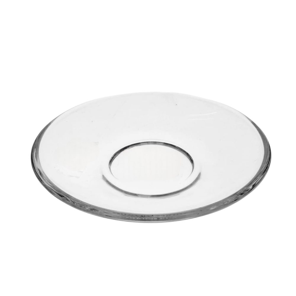 Clear glass tea cup saucer
