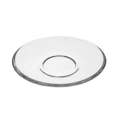 Clear glass tea cup saucer