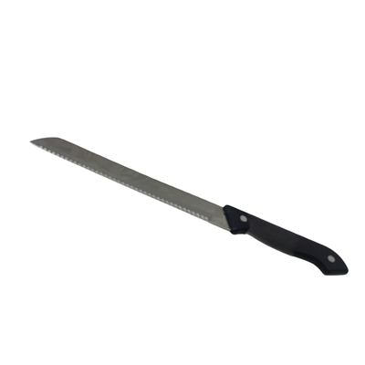 Serrated bread knife with black handle