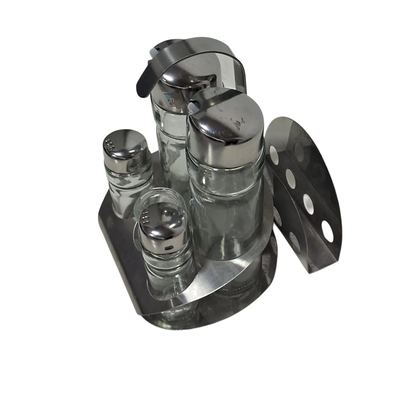 Table condiment set with stand