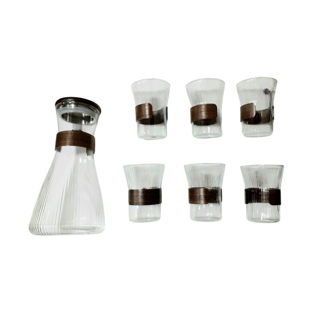 Ribbed Glass Jug and Tumbler Set, 7pcs
