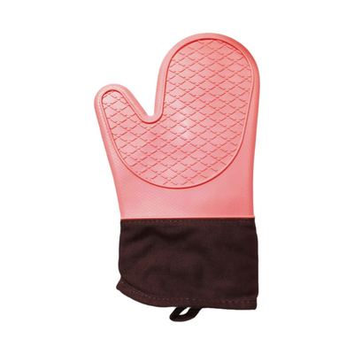 Silicone oven glove with cotton cuff