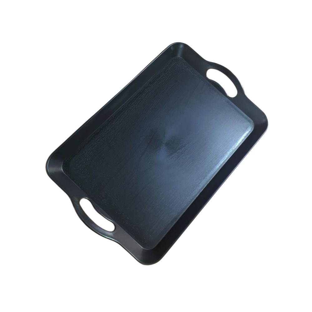 Black Plastic Serving Tray with Handles