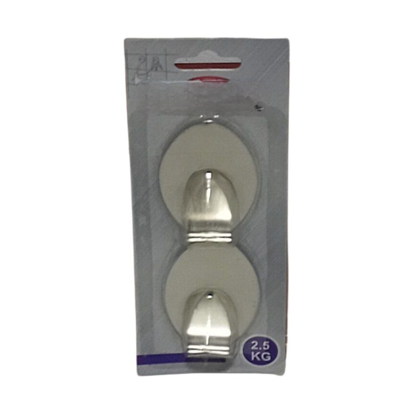 Self-adhesive steel wall hooks, 2 pack