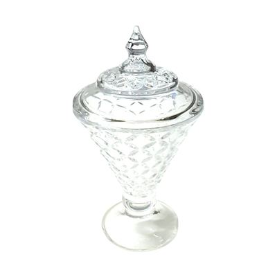 Footed Cut-Glass Candy Pot with Lid