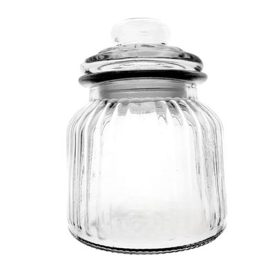 Ribbed Glass Storage Jar 600ml
