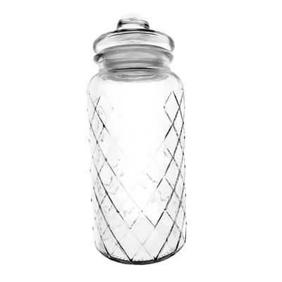 Diamond-Cut Glass Storage Jar, 1400ml