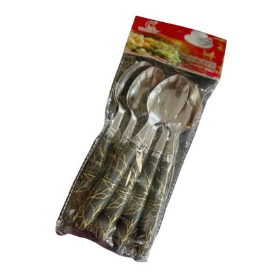 Black Marble Handle Tea Spoons, 6 Pack