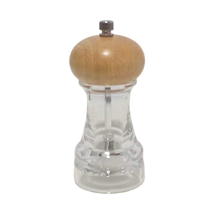 Small wooden-top acrylic pepper mill