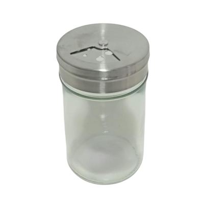 Glass pepper shaker with S/S lid