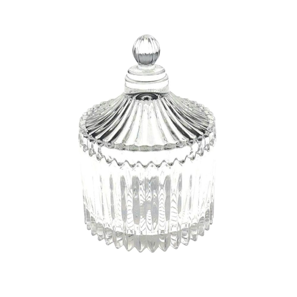 GW2945 GLASS CANDY POT (1/96) (HEIGHT: 9.5CM, DIAMETER: 6.7CM)