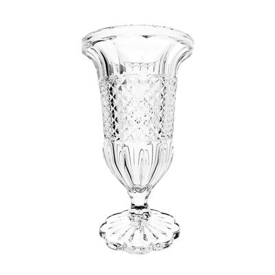 Cut-pattern footed glass vase