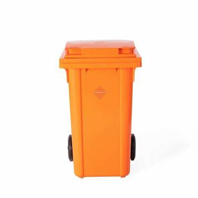 120L Wheeled Trash Bin, Orange