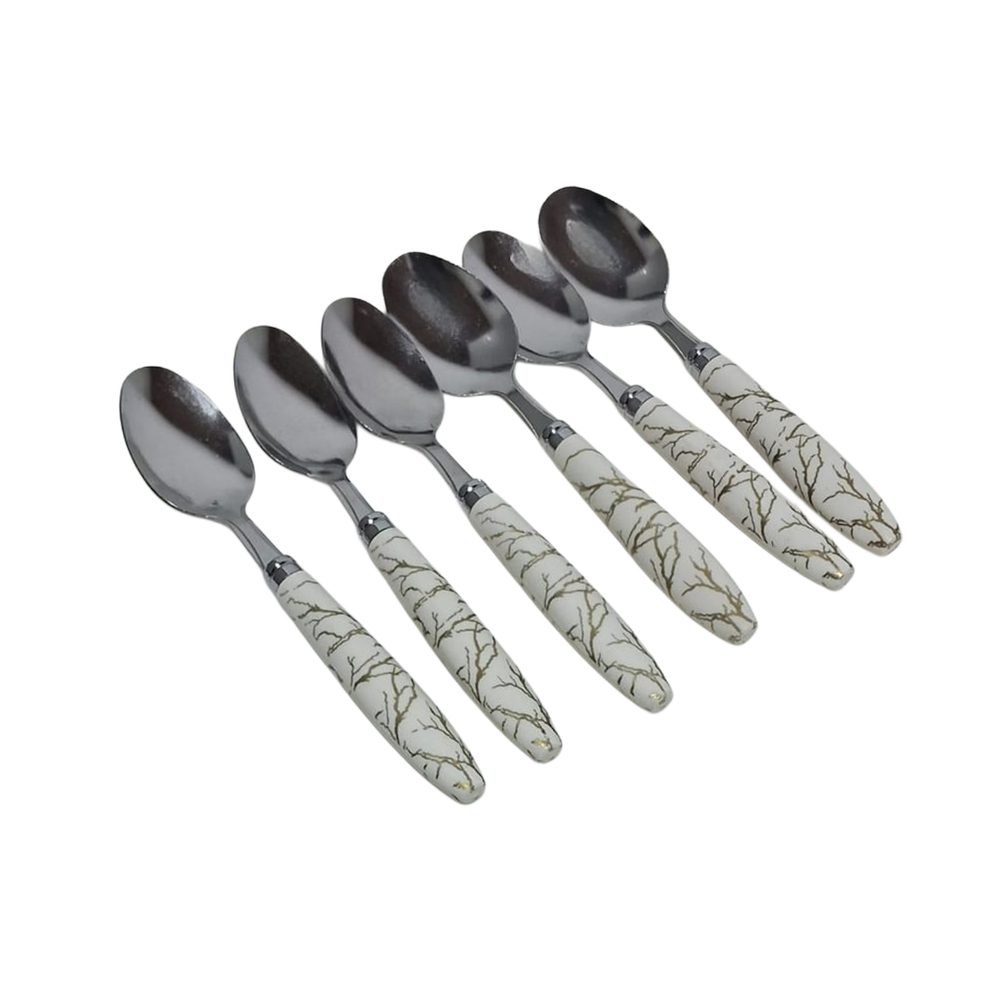 Marble White Tea Spoon Set, 6 Pieces