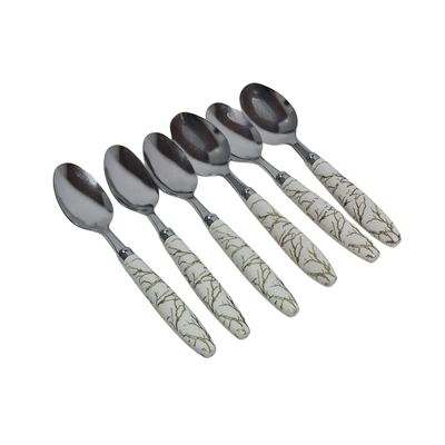 Marble White Tea Spoon Set, 6 Pieces