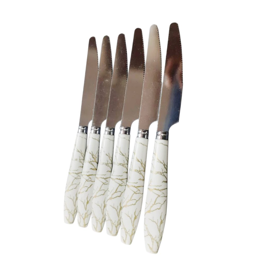 219-38 TABLE KNIFE 6PCS MARBLE WHITE