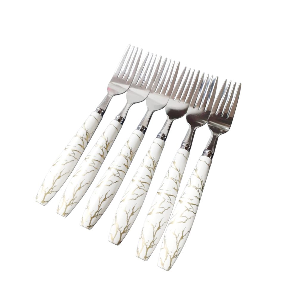 219-37 TABLE FORK 6PCS MARBLE WHITE
