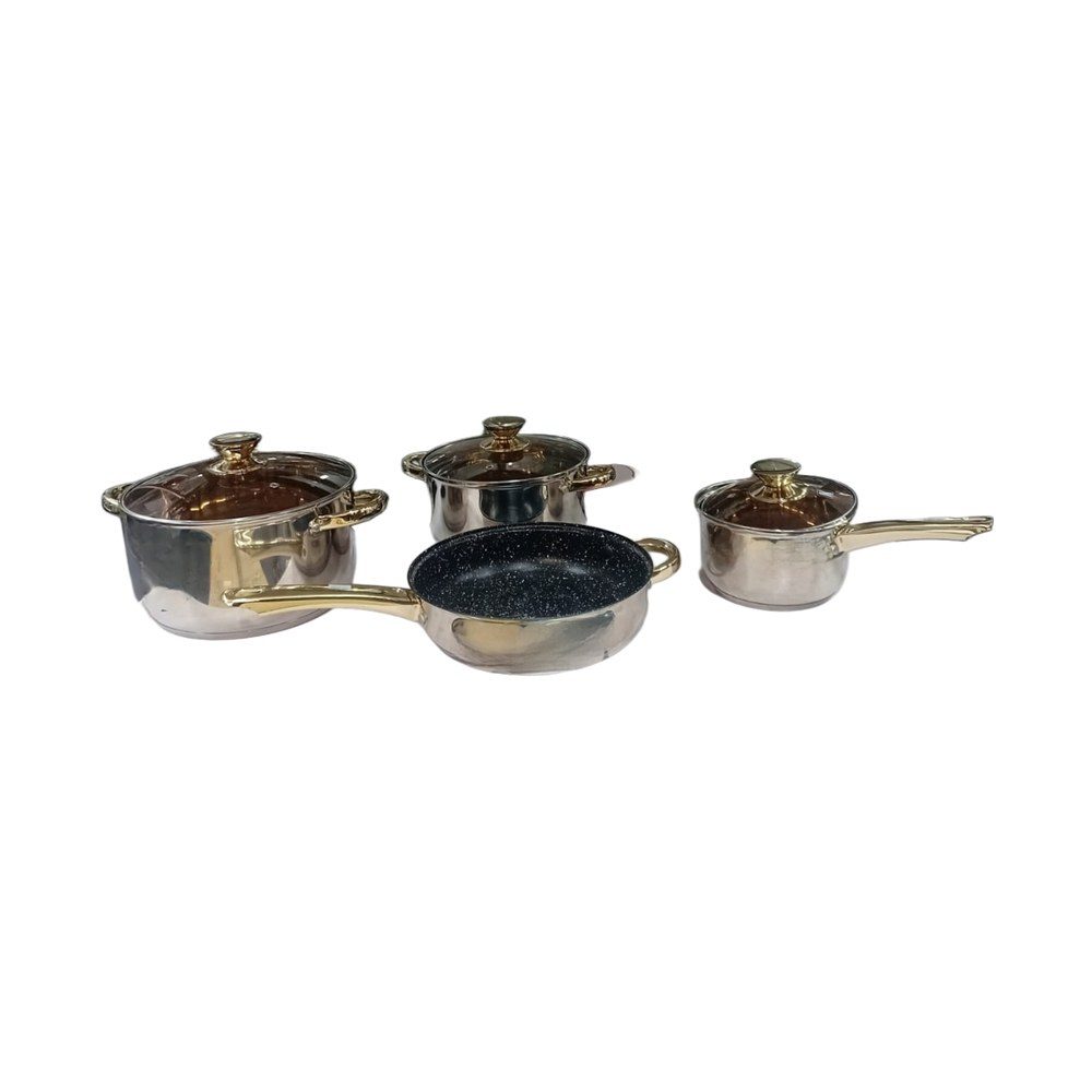 Gold-Handle Stainless Steel Cookware Set, 7pcs