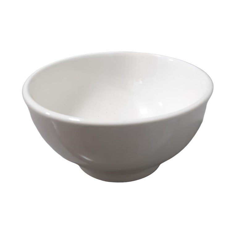 White Ceramic Rice Bowl 6"
