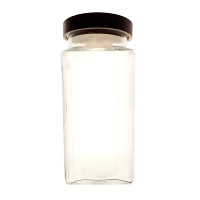 Square glass storage jar with wooden lid