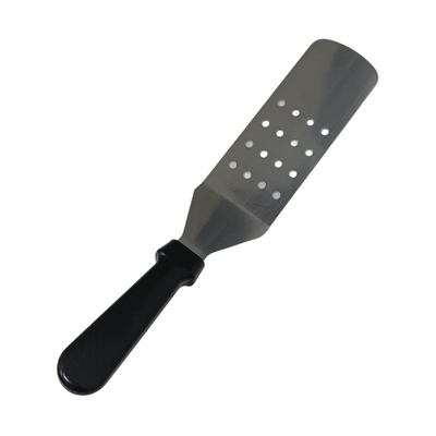 Perforated grill turner with plastic handle