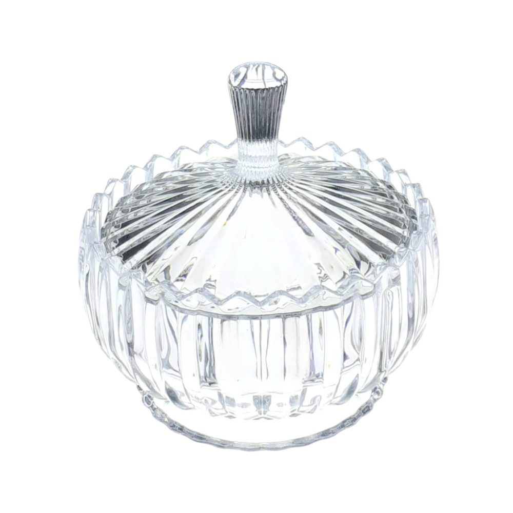 Ribbed Glass Candy Pot with Lid
