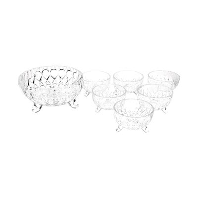 Cut-Pattern Glass Dessert Bowl Set, 7 Pieces