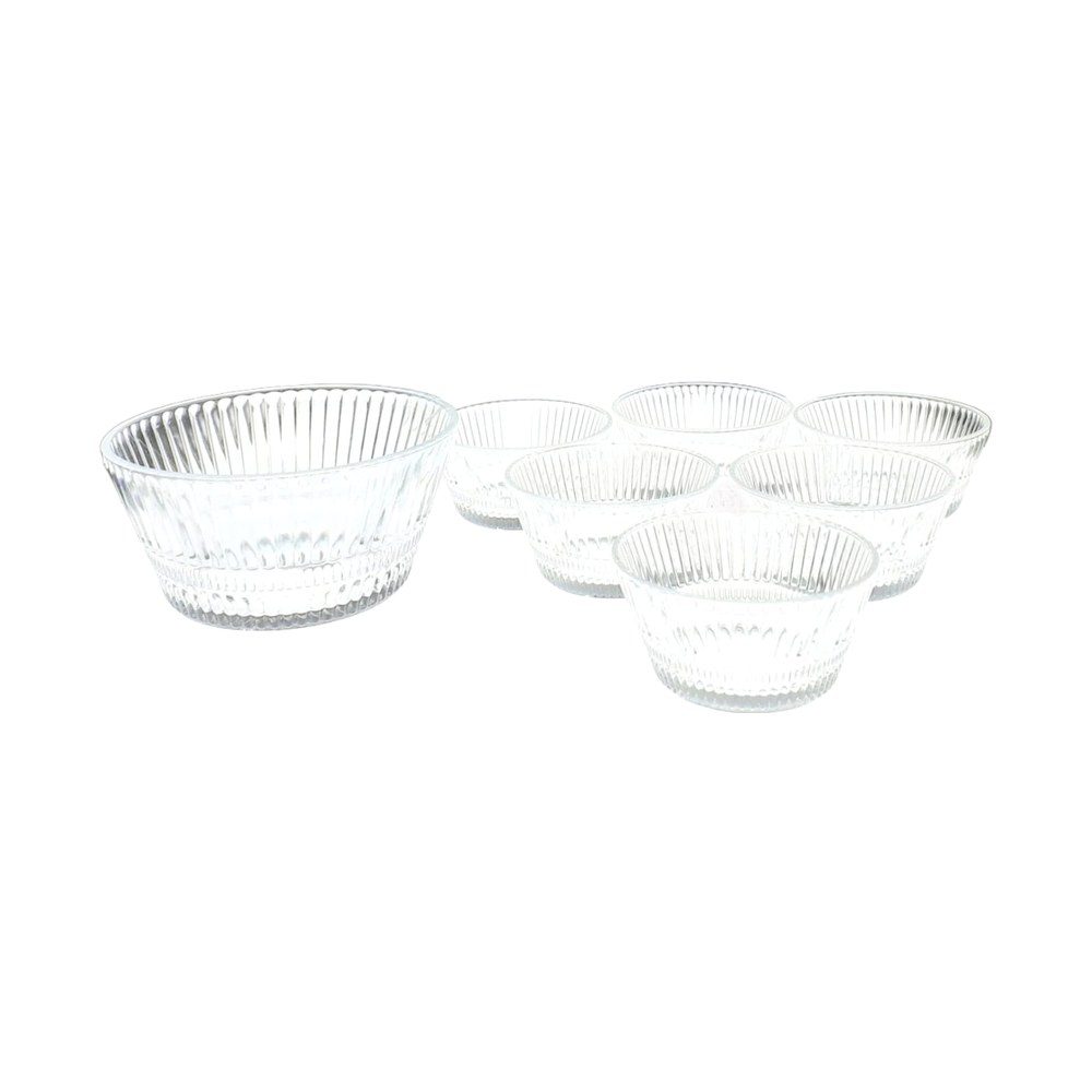 Ribbed Glass Bowl Set, 7 Pieces
