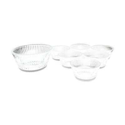 Ribbed Glass Bowl Set, 7 Pieces