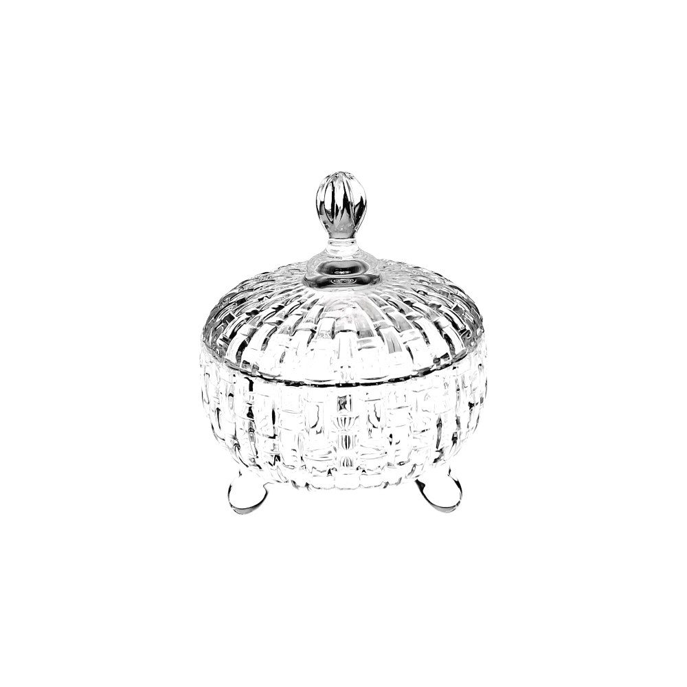 Cut-glass candy pot with lid