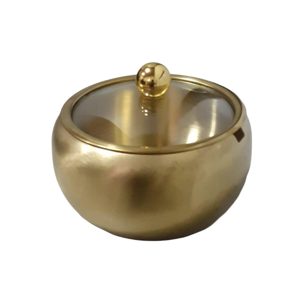 Gold Sugar Bowl With Glass Lid