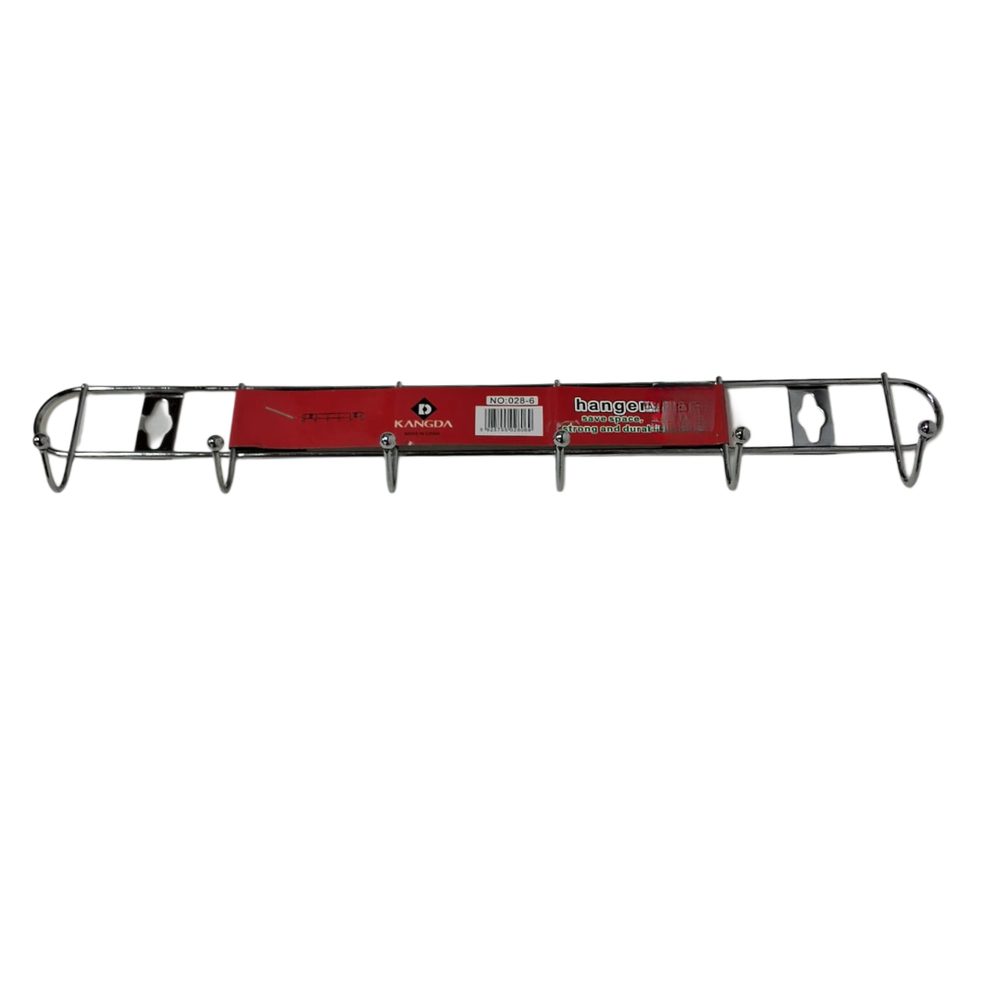 Six-hook steel wall hanger rail