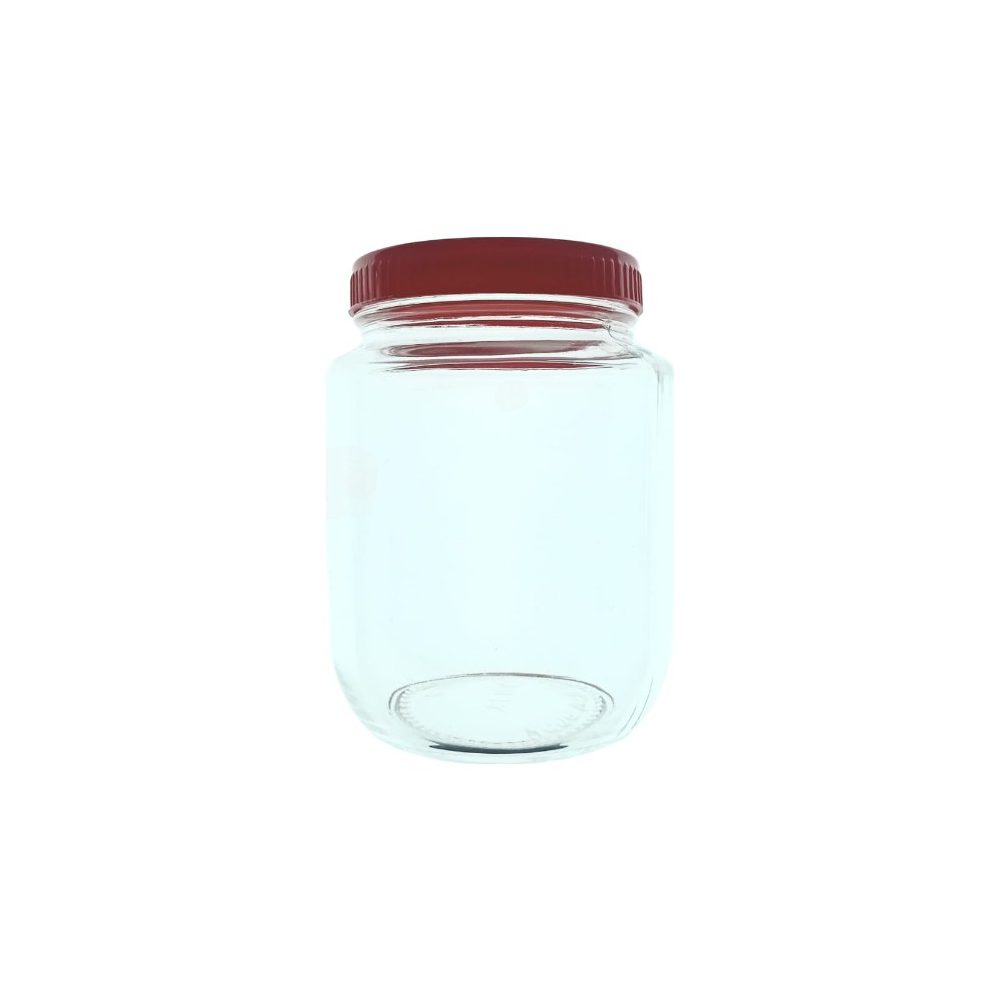 1L Glass Storage Jar With Red Lid