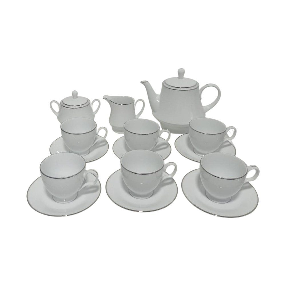 Noritake 17-piece silver-rim tea set