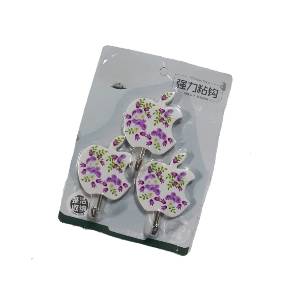 Floral apple-shaped sticky hooks (3-pack)