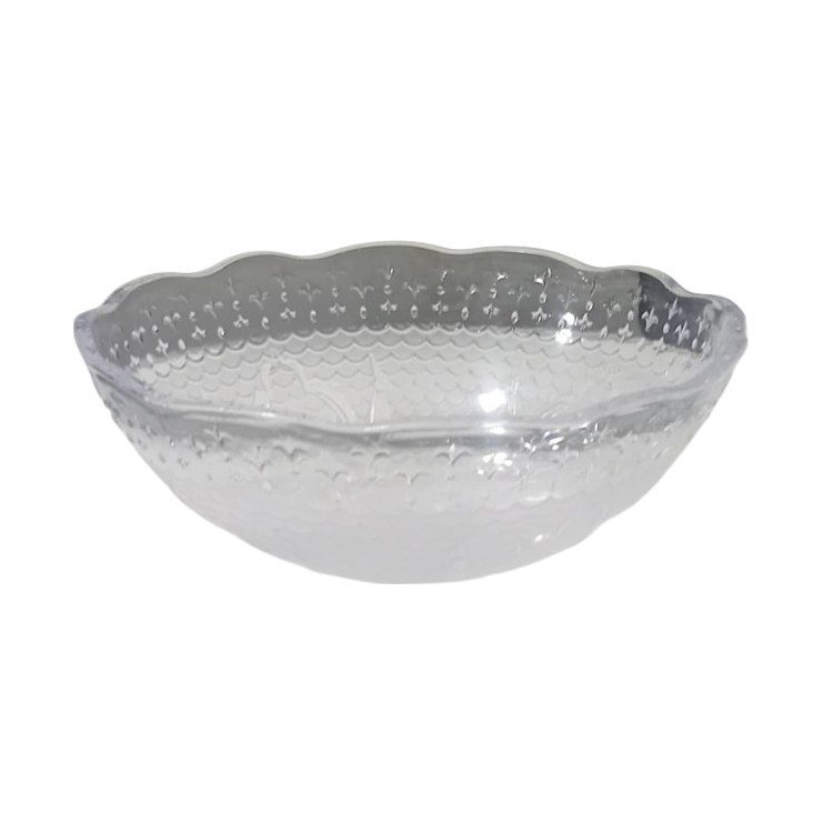 Clear embossed crystal-look plastic bowl