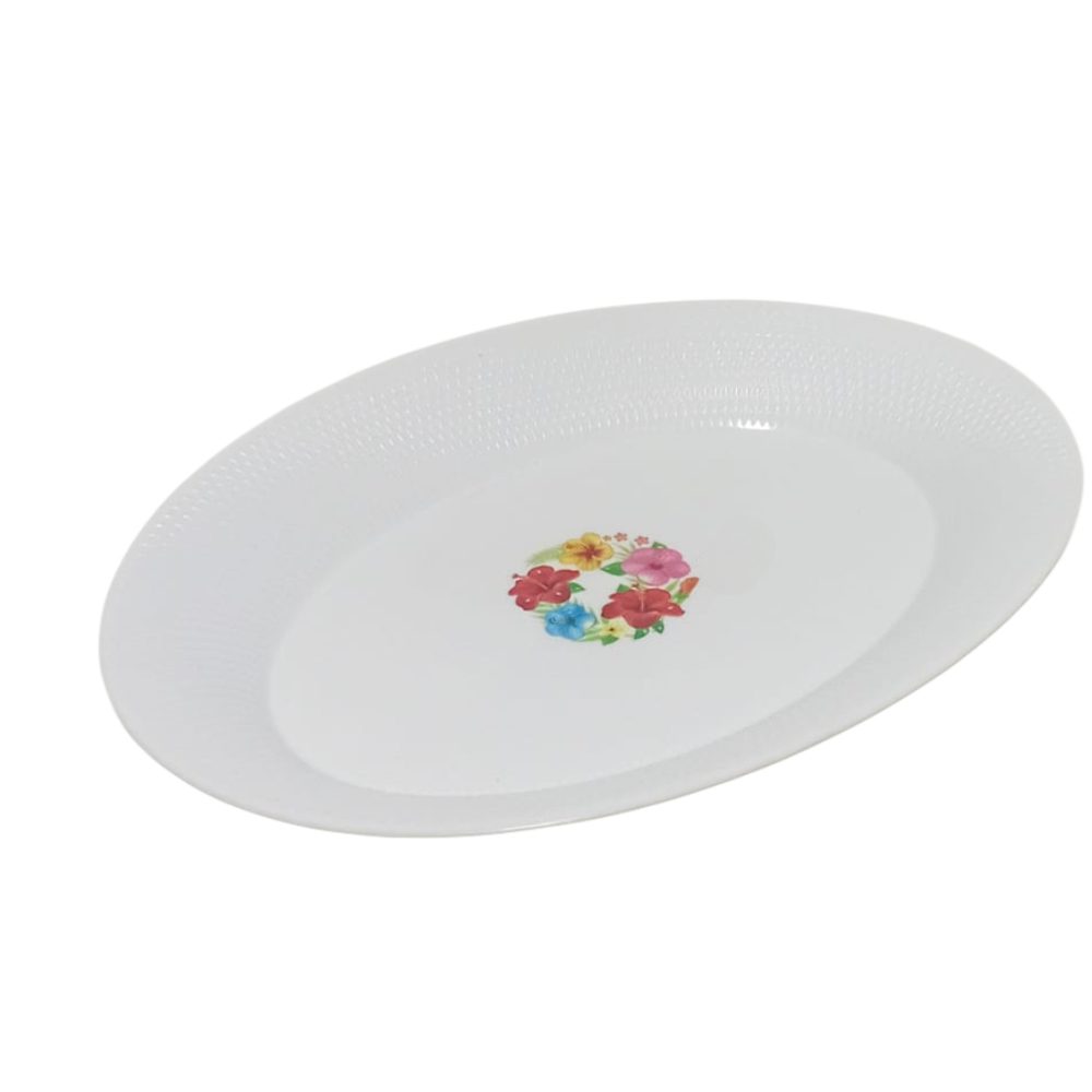 Oval melamine serving platter, floral