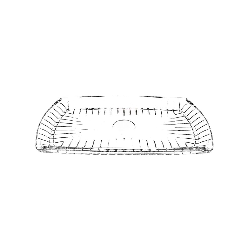 Rectangular Ribbed Glass Serving Tray