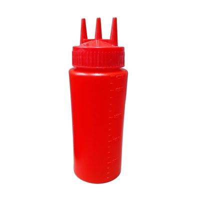 Red Three-Nozzle Sauce Squeeze Bottle